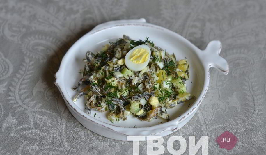Рецепт салата с картофелем и морской капустой