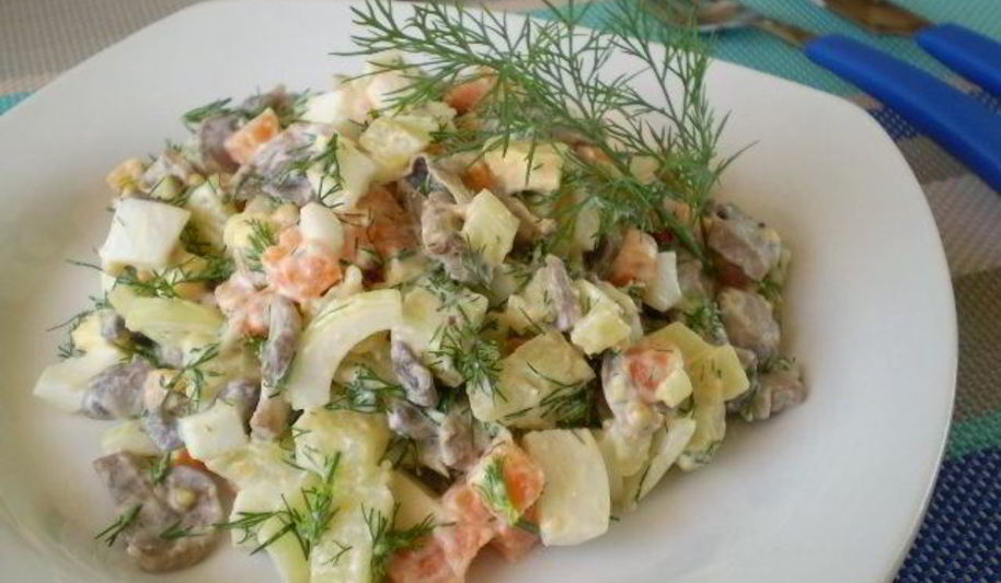 Рецепт салата с картошкой и грибами