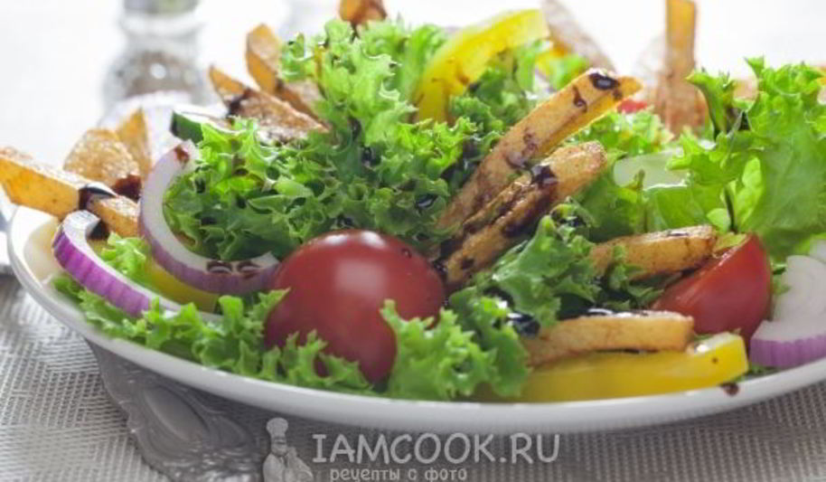 Рецепт салата с жареной картошкой соломкой