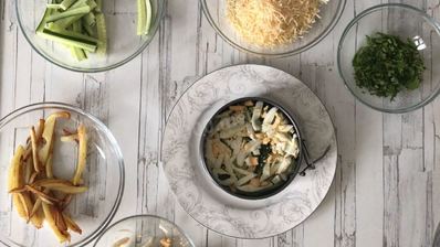 салат с жареной картошкой