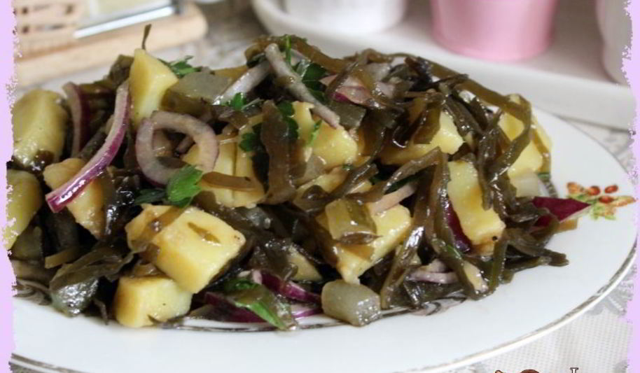 Рецепт теплого картофельного салата с морской капустой