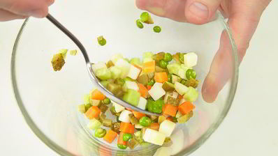 говяжий язык с оливье