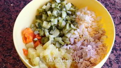 классический салат оливье с курицей