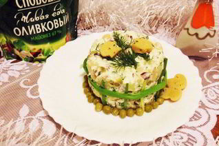 Оливье с маринованными грибами