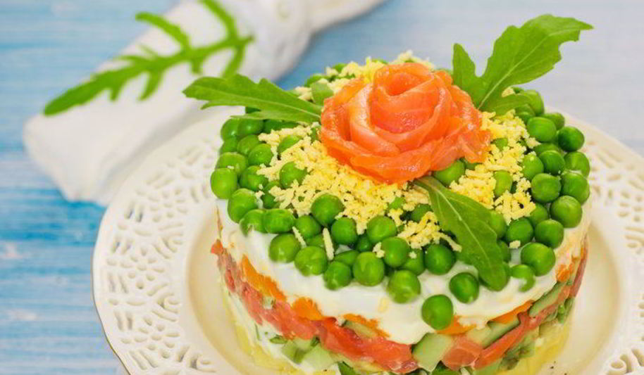 Рецепт оливье с семгой