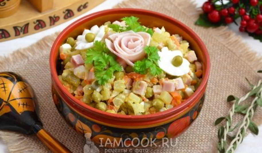 Рецепт оливье с ветчиной