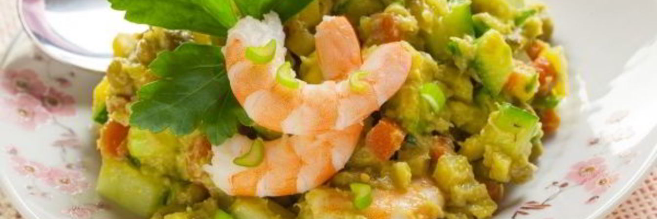 Постный Оливье с креветками