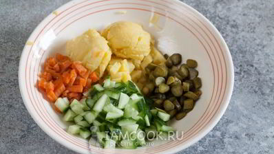 постный оливье с креветками