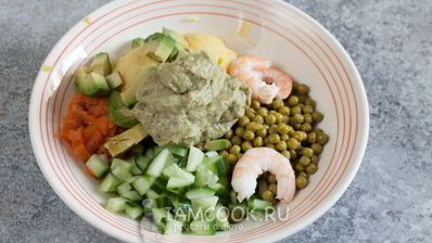 постный оливье с креветками