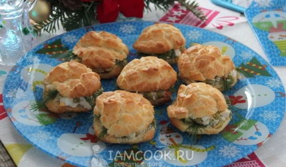 Рецепт профитролей с оливье