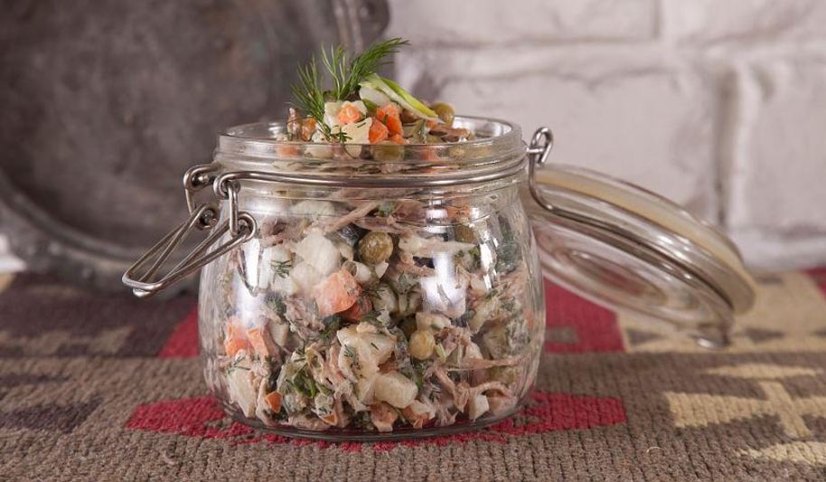 Рецепт салата оливье с говядиной