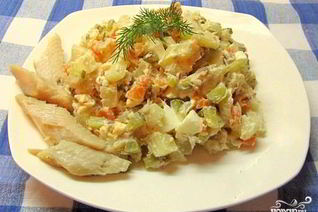 Салат Оливье с рыбой