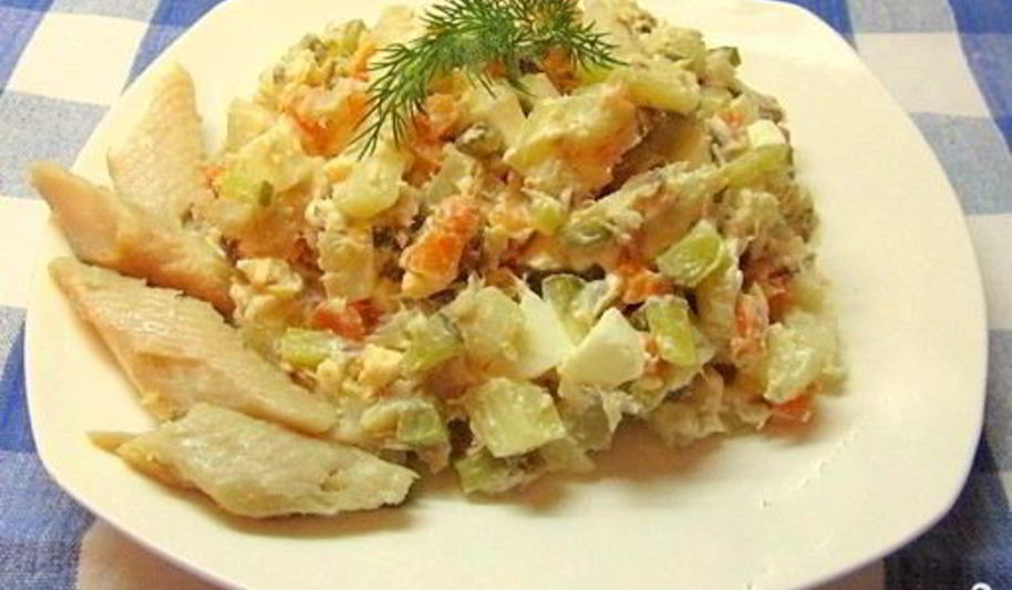 Рецепт салата оливье с рыбой