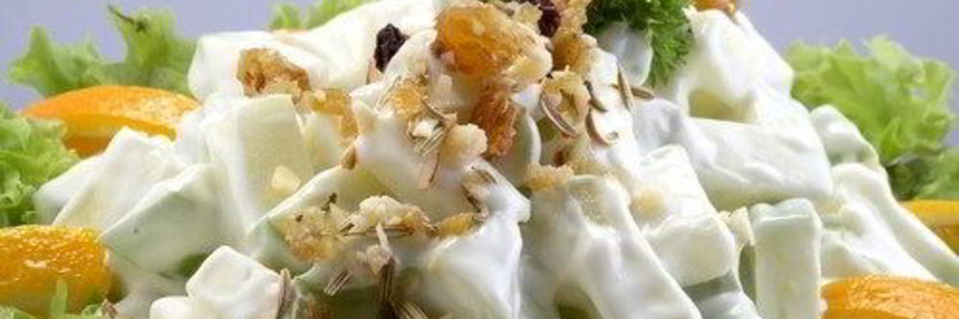 Салат оливье с ветчиной и ананасом