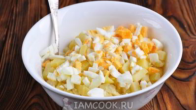 салат-закуска оливье в ветчине