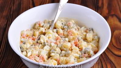 салат-закуска оливье в ветчине