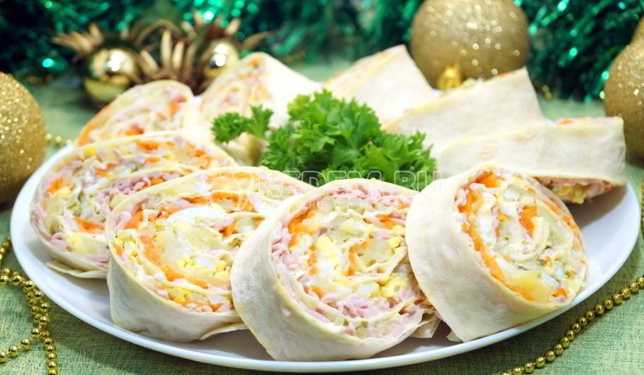 Рецепт закуски оливье-рулет