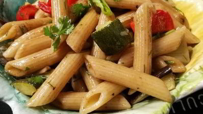 паста-салат с запеченными овощами