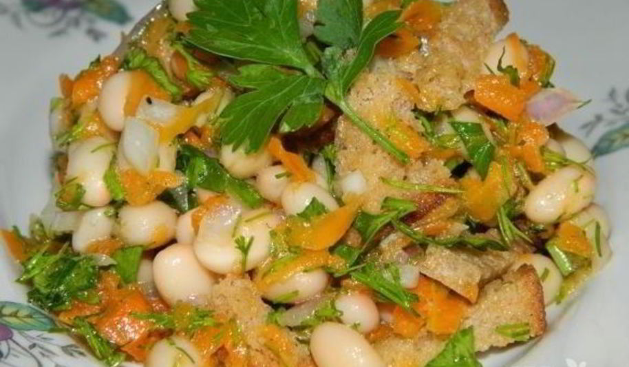 Рецепт салата из белой фасоли консервированной