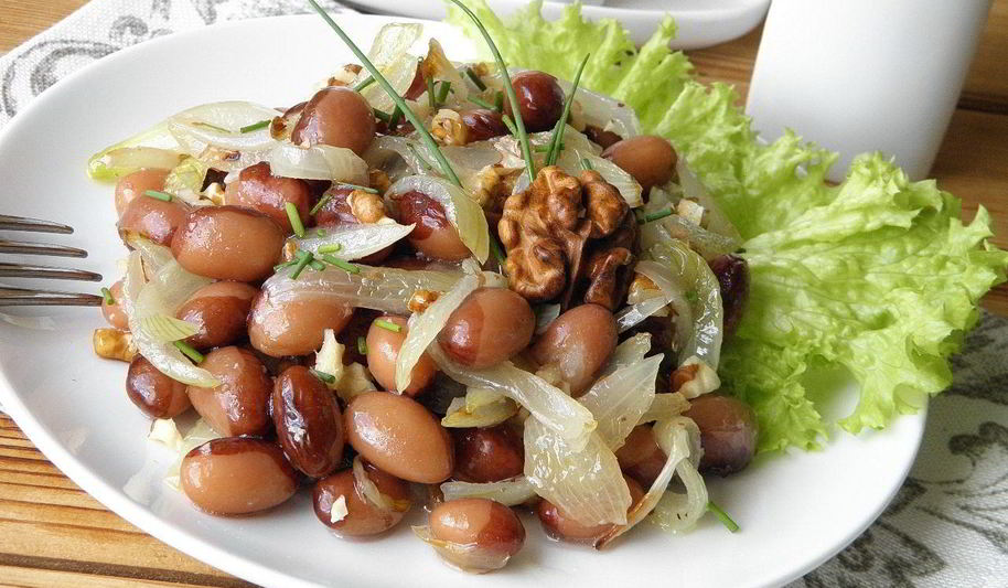 Рецепт салата из фасоли постный