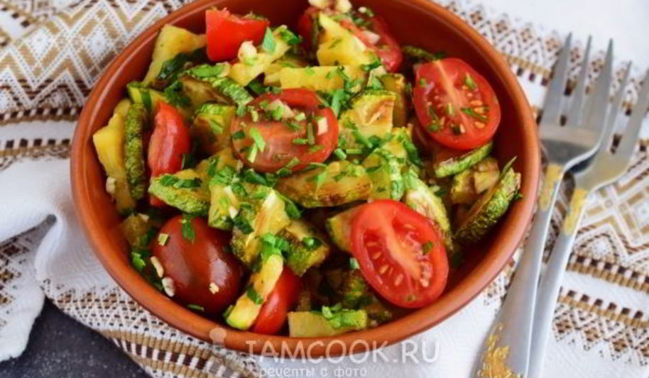 Рецепт салата из кабачков и помидоров