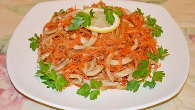салат кальмары с корейской морковью