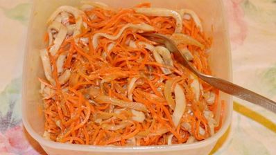 салат кальмары с корейской морковью