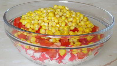 салат клеопатра с курицей и крабовыми палочками