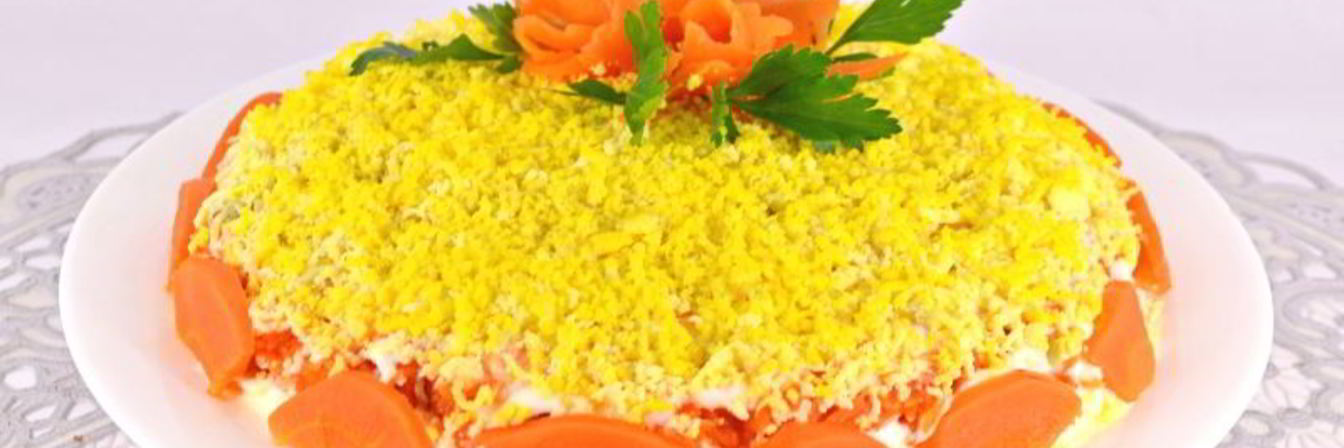 Салат Мимоза с картофелем и твердым сыром