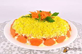 Салат Мимоза с картофелем и твердым сыром