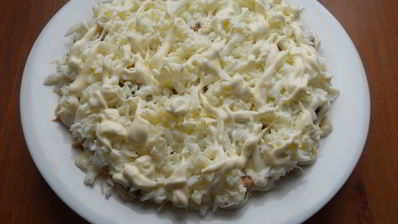 салат мимоза с картофелем и твердым сыром