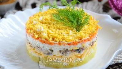 салат мимоза с консервами и сыром