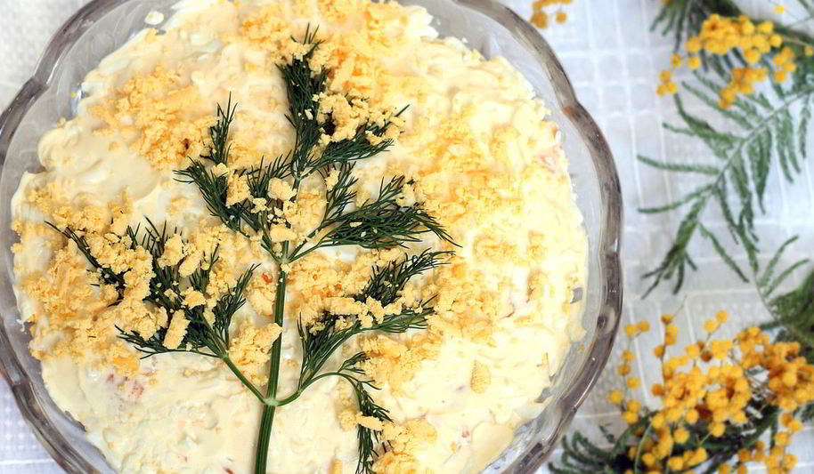 Рецепт салата мимоза с консервированной горбушей