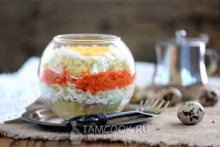 Салат Мимоза с печенью трески