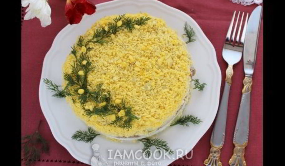 Рецепт салата мимоза с сыром и сливочным маслом
