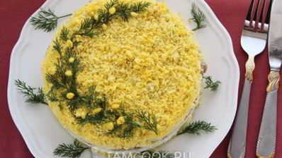 салат мимоза с сыром и сливочным маслом