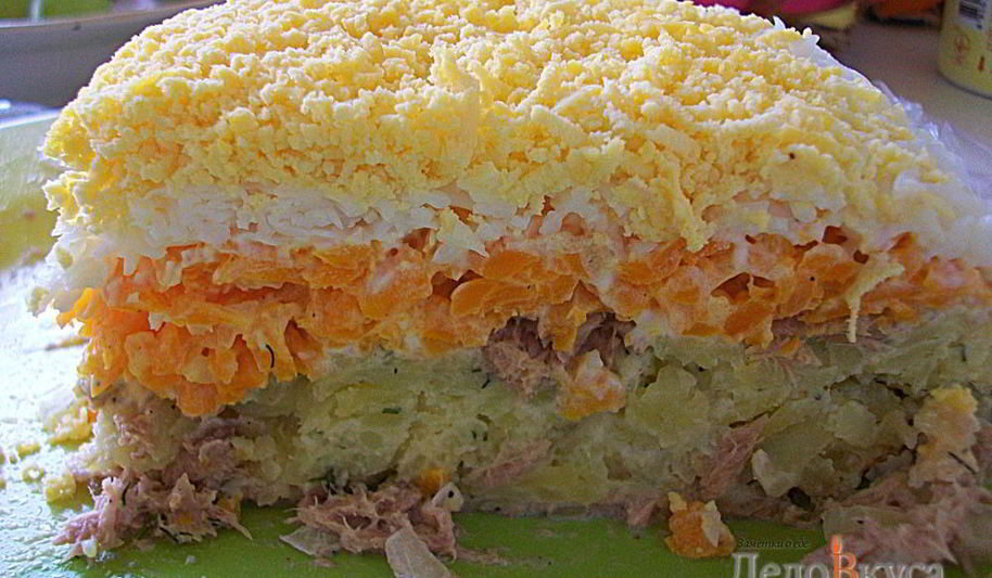 Рецепт салата мимоза с тунцом