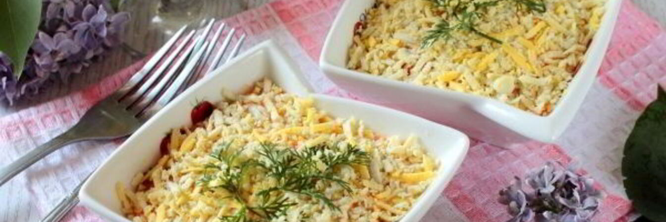 Салат Мимоза с яблоком