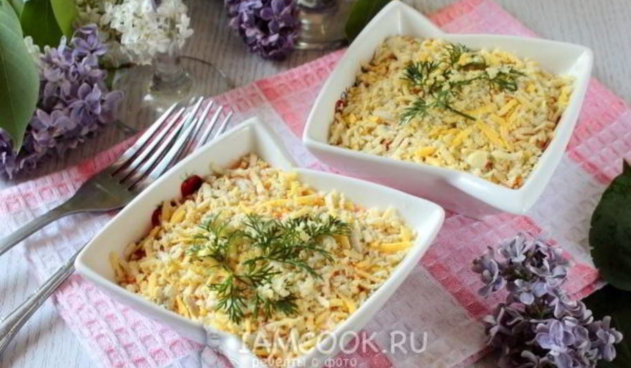 Рецепт салата мимоза с яблоком