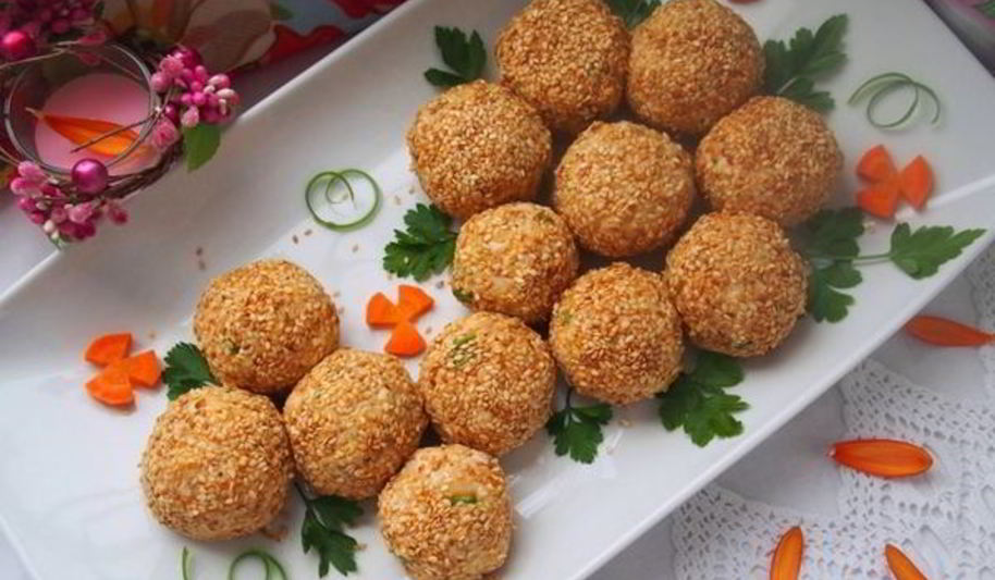 Рецепт салатных шариков мимоза в кунжуте