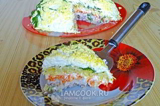 Слоеный салат Мимоза