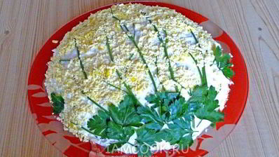 слоеный салат мимоза