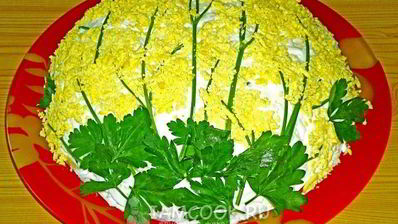 слоеный салат мимоза