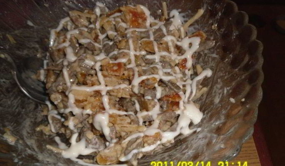 Рецепт салата печеночного кураж