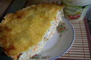 Куриное филе под шубой из овощей