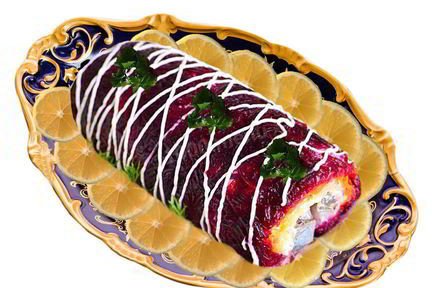 Праздничный рулет сельдь под шубой