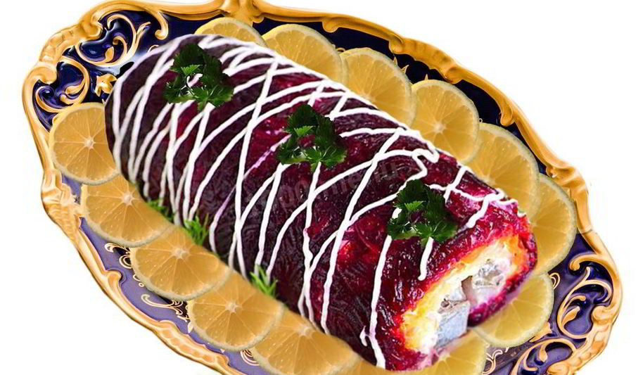 Рецепт праздничного рулета сельдь под шубой