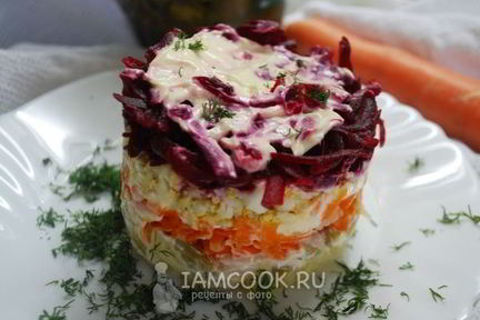 Салат Под Шубой с солеными огурцами