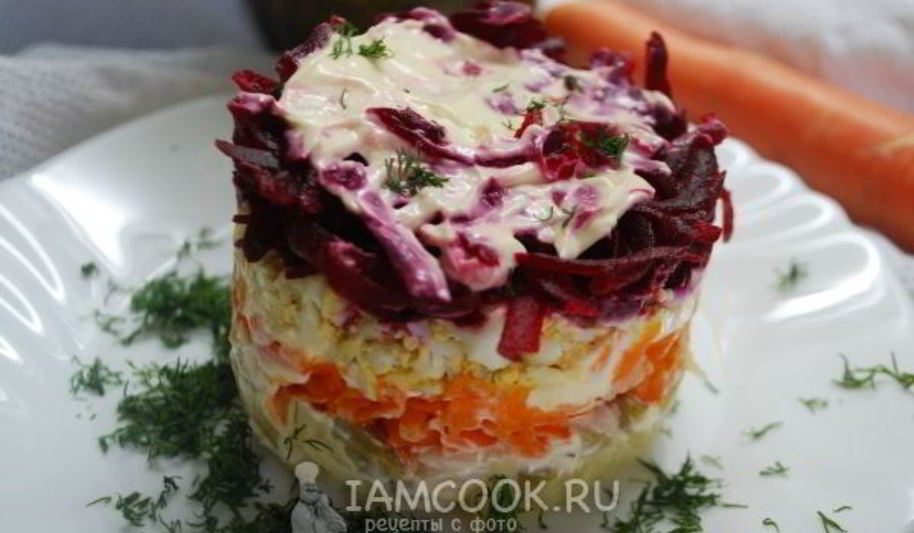 Рецепт салата под шубой с солеными огурцами