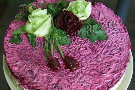 Селедка под шубой с розами